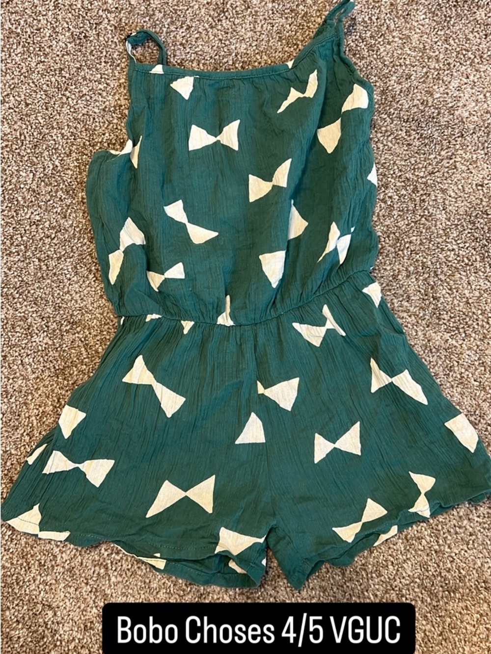 Bobo Choses Teal Green Bow-Print Girls' Romper